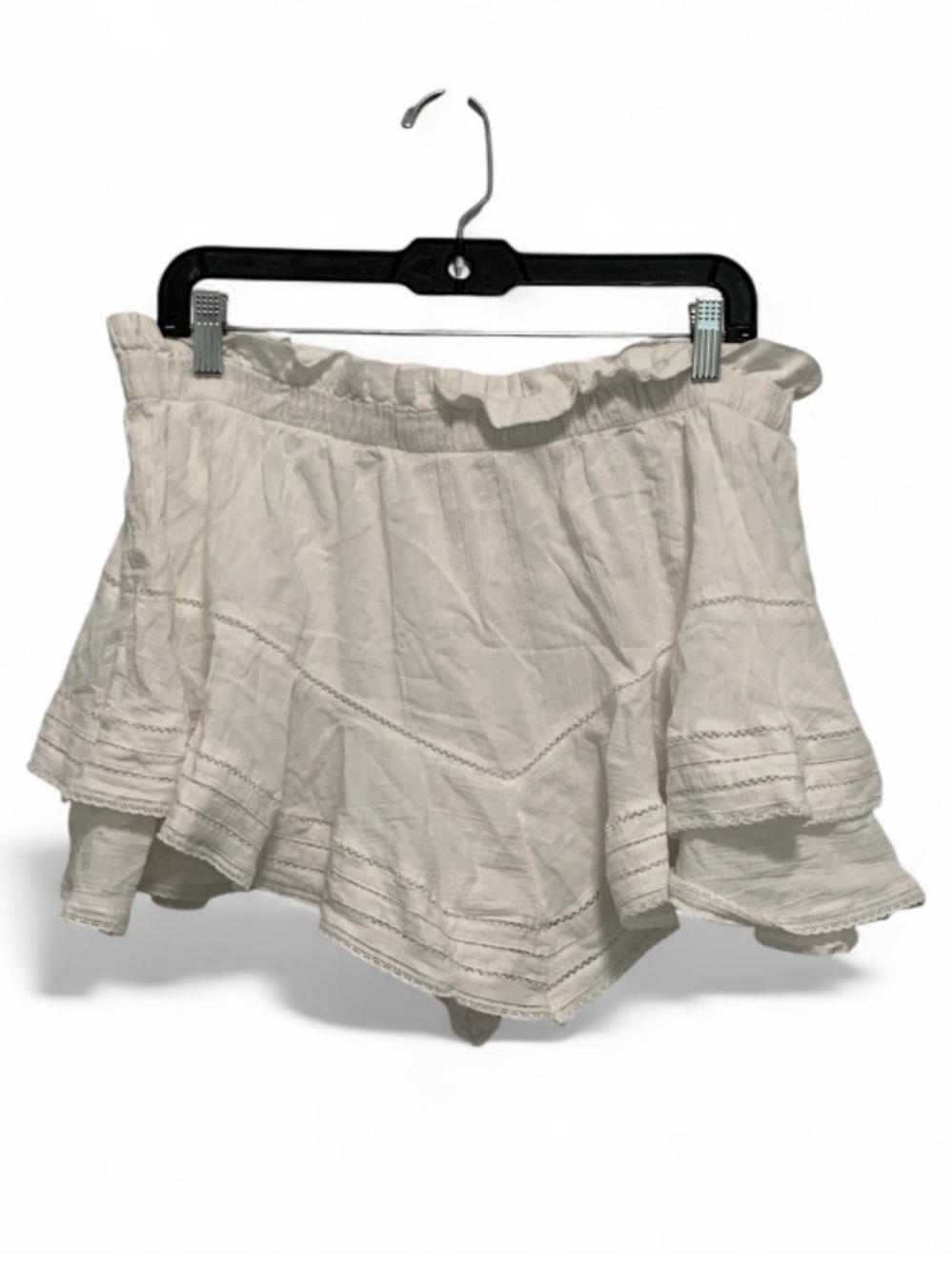 Aerie White Ruffled Tiered Mini Skirt with Shorts